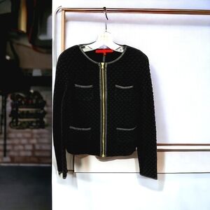 Anthropologie La Fee Jacket Womens Maraboutee Quilted Black Zip